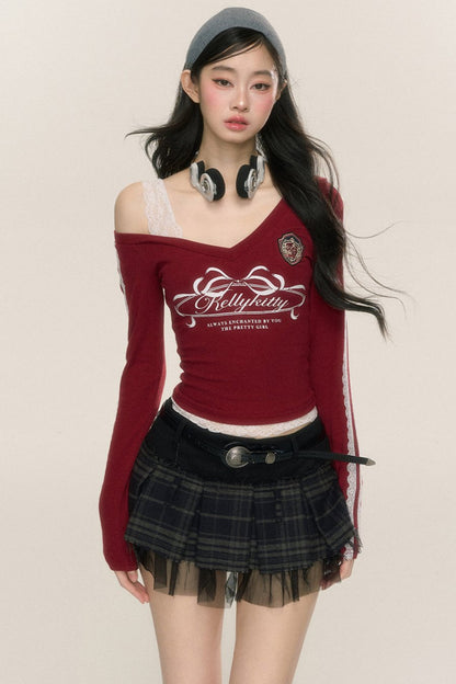 Sweet Wine Lace Long-Sleeve T-Shirt