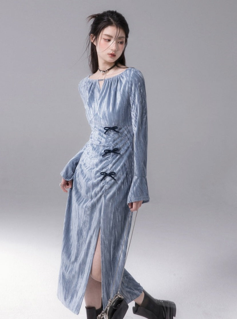 pattern velvet hip dress