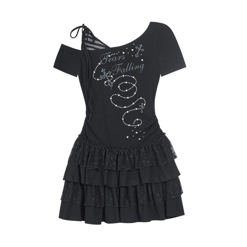 Slash Print Patchwork Dress