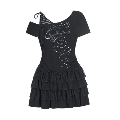 Slash Print Patchwork Dress