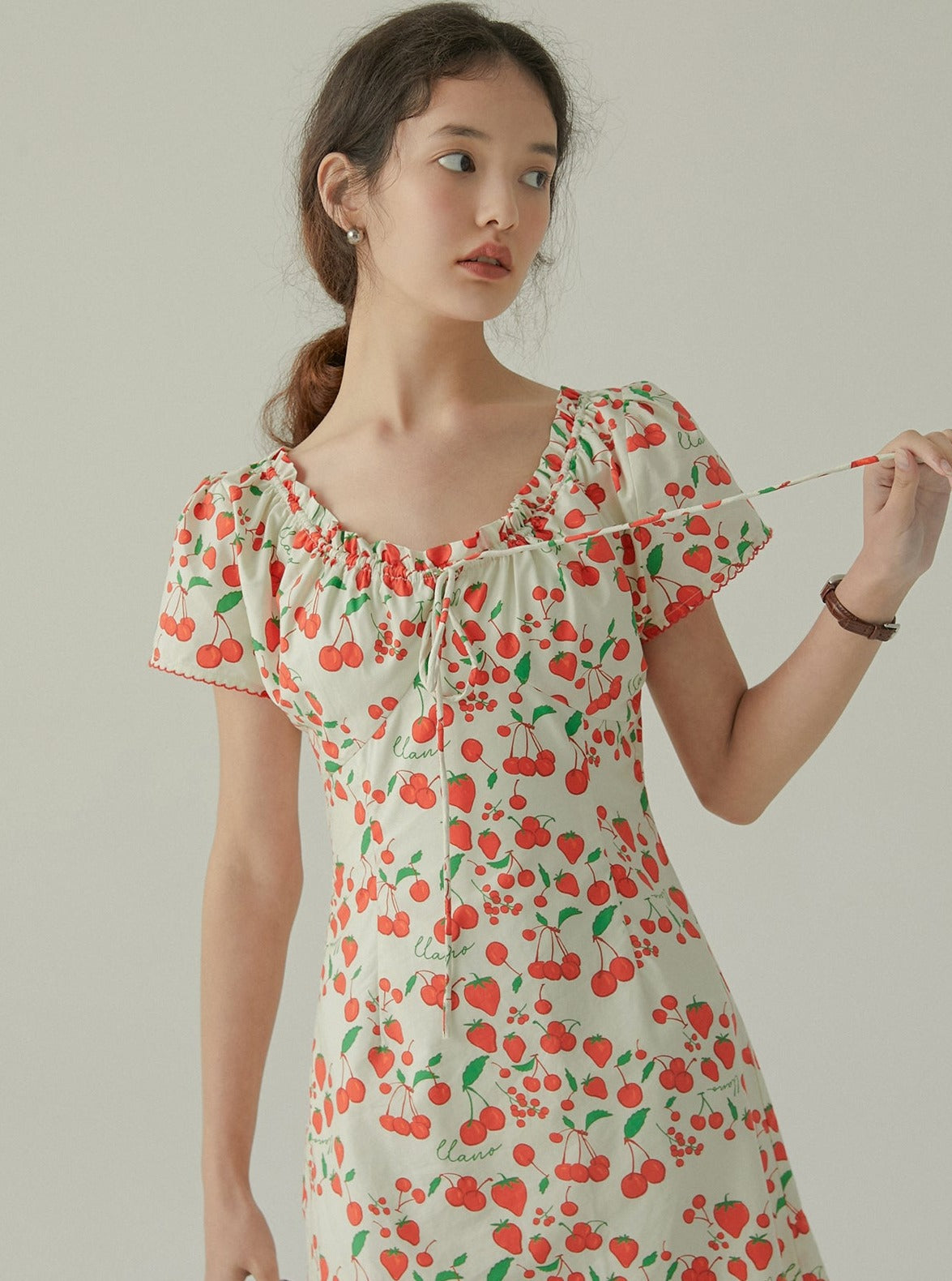 French Fruit Print Dress