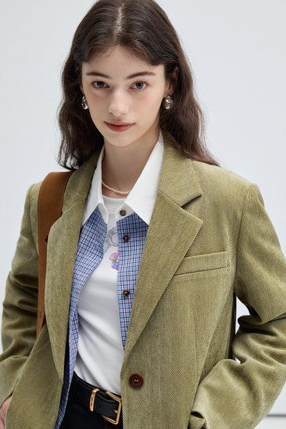 VEGA CHANG Suit Women's Fall 2024 New Fashionable Retro Premium Touchy Corduroy Jacket