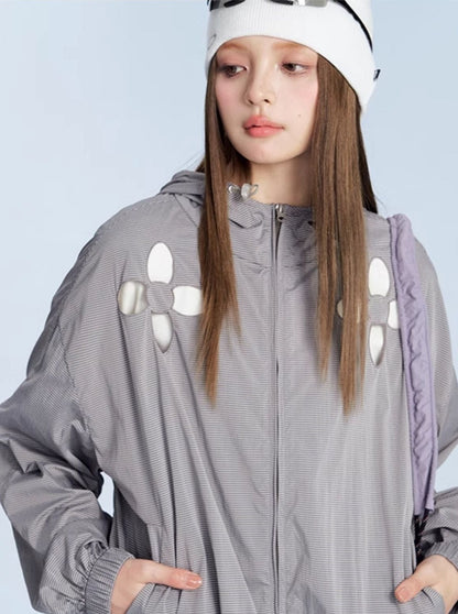 Cutout Pinstripe Sunscreen Jacket