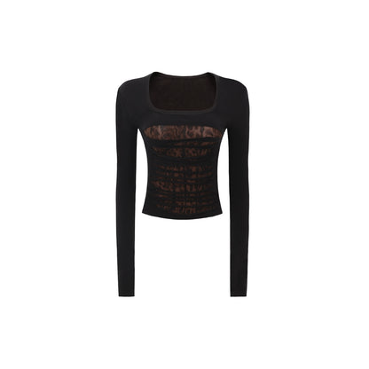 Slim-Fit Ripped Square-Neck Top