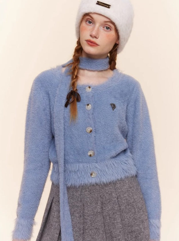 Mink Knitted Cardigan Long Wool Tops