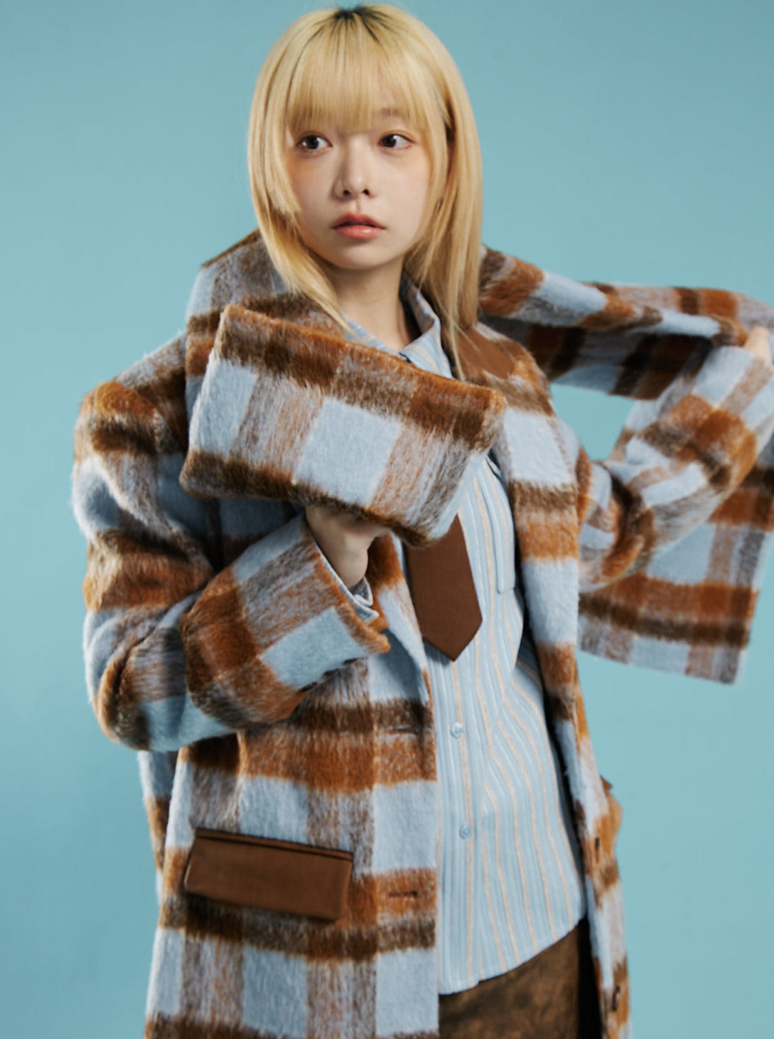 Mid-Length Plaid Jacket