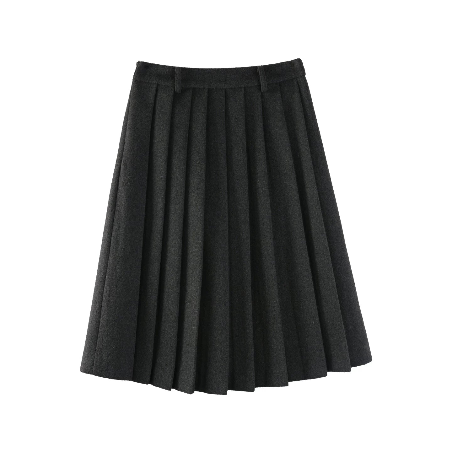 Gray Wool Pleated Skirt