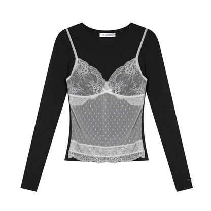 Lace Spliced Vintage Top