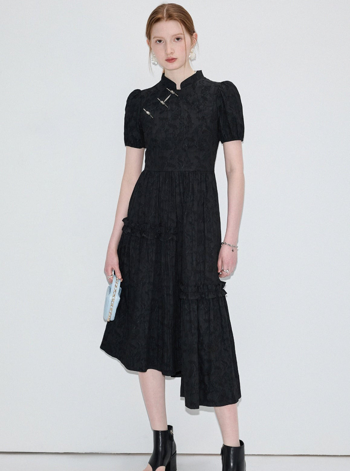 Chinese Style High Waist Jacquard Dress