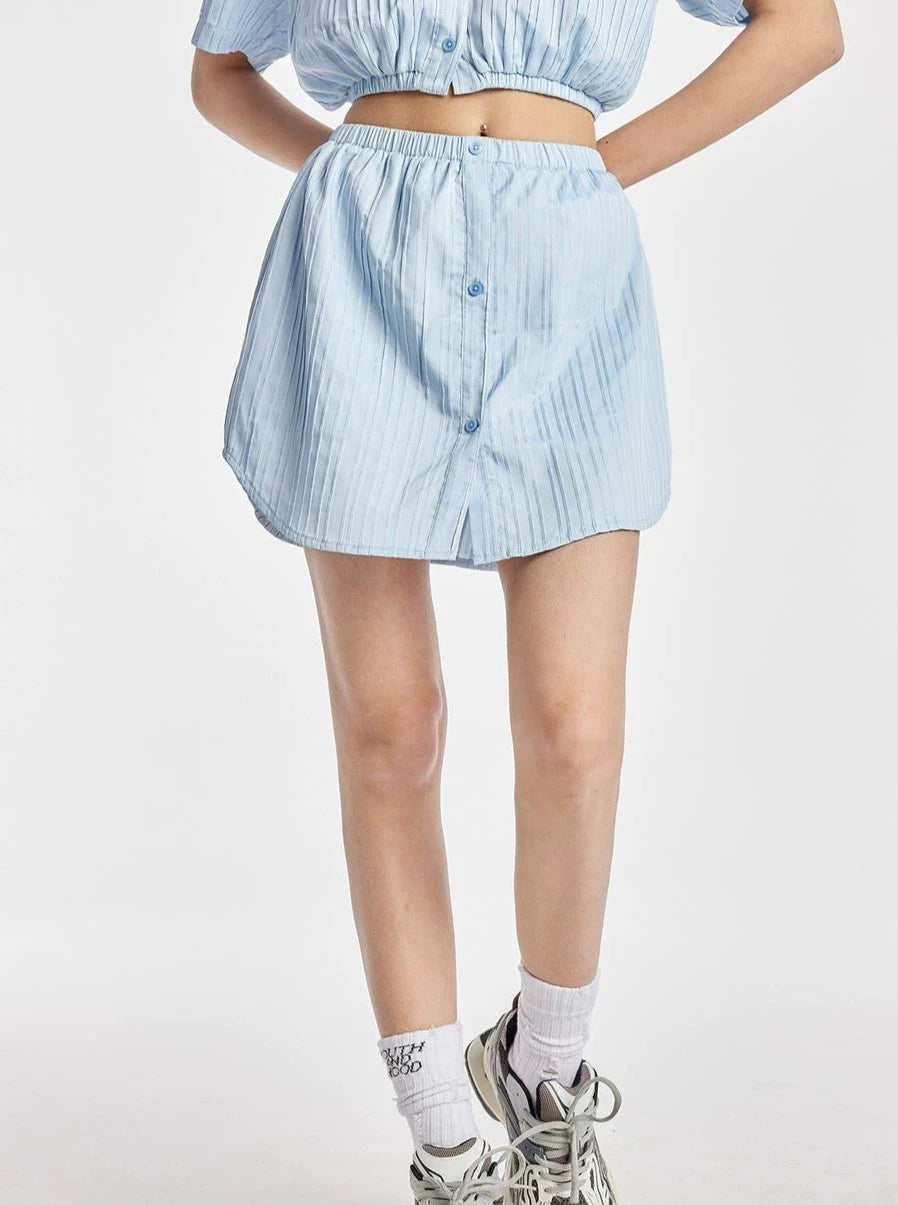 Sky Blue Striped Shirt Skirt