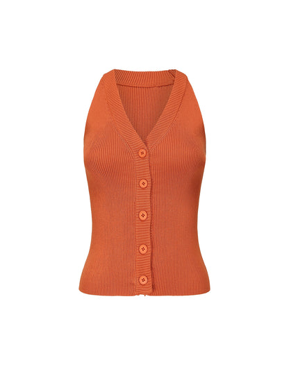 Tricolor Knitted Halterneck Vest