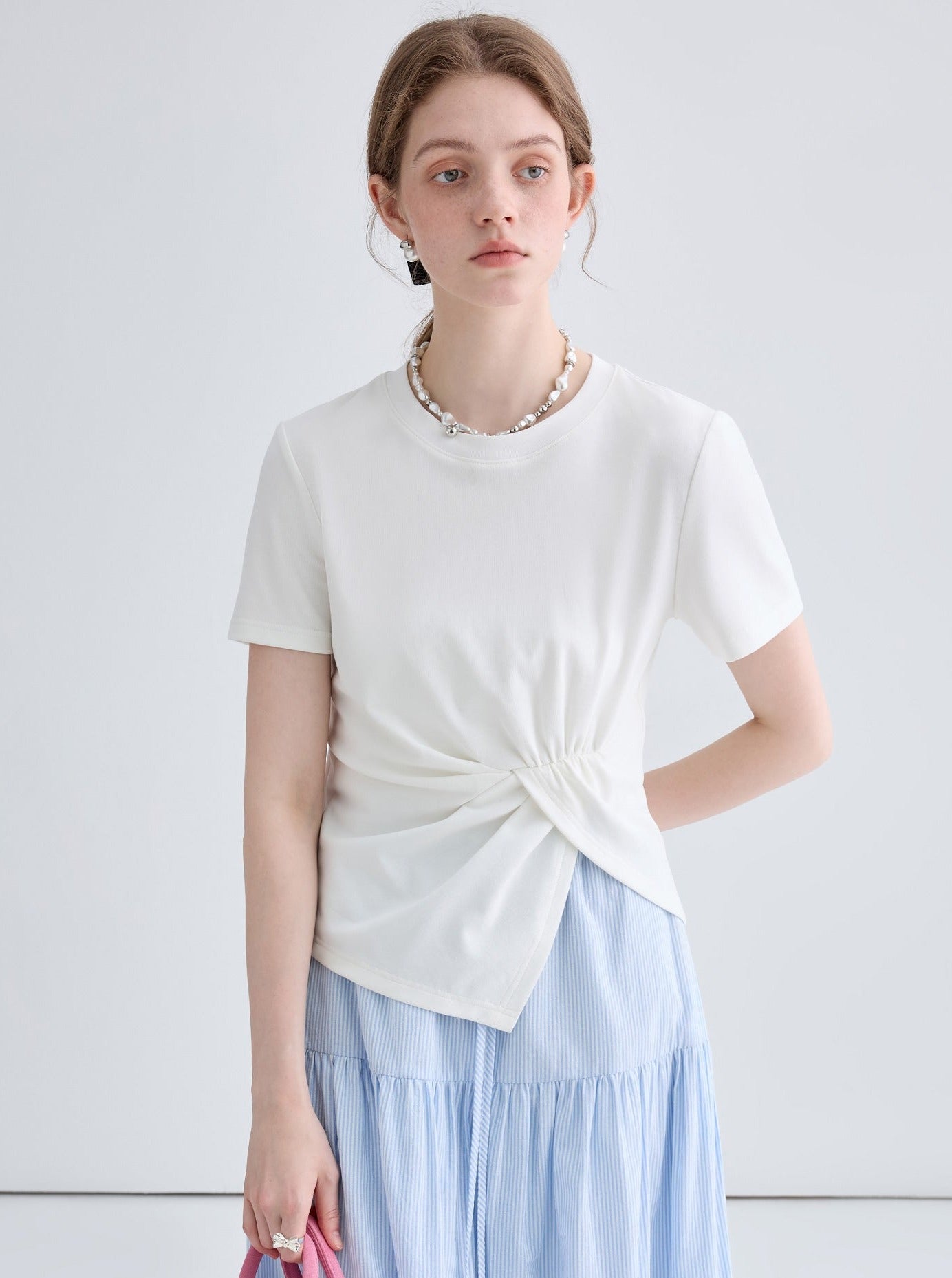 Short Sleeve Irregular Pleated Top