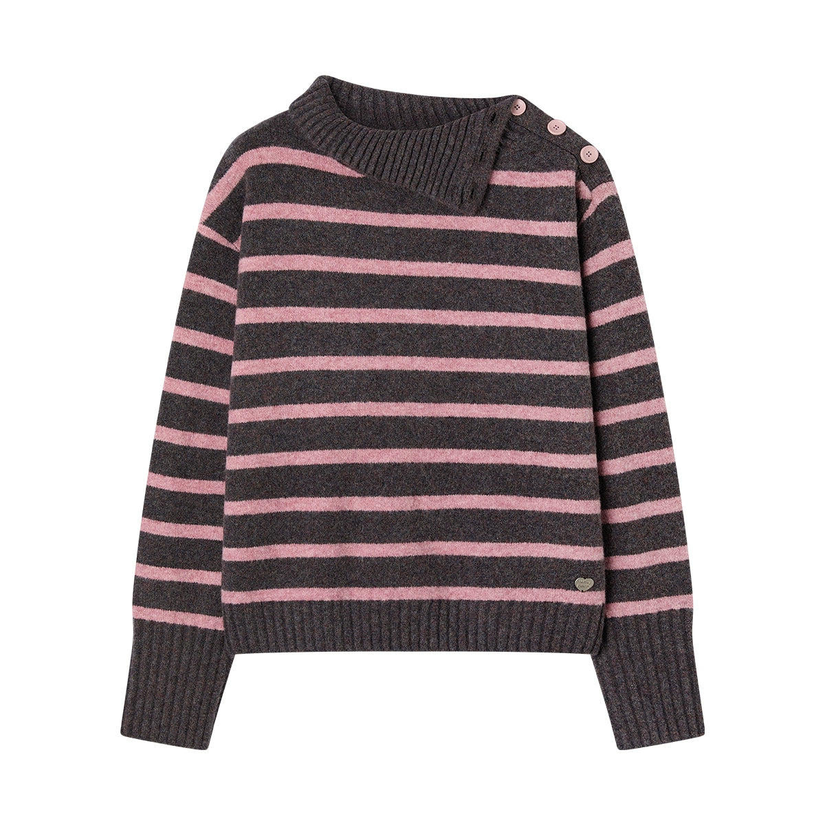 Vintage Slanted Neck Striped Sweater