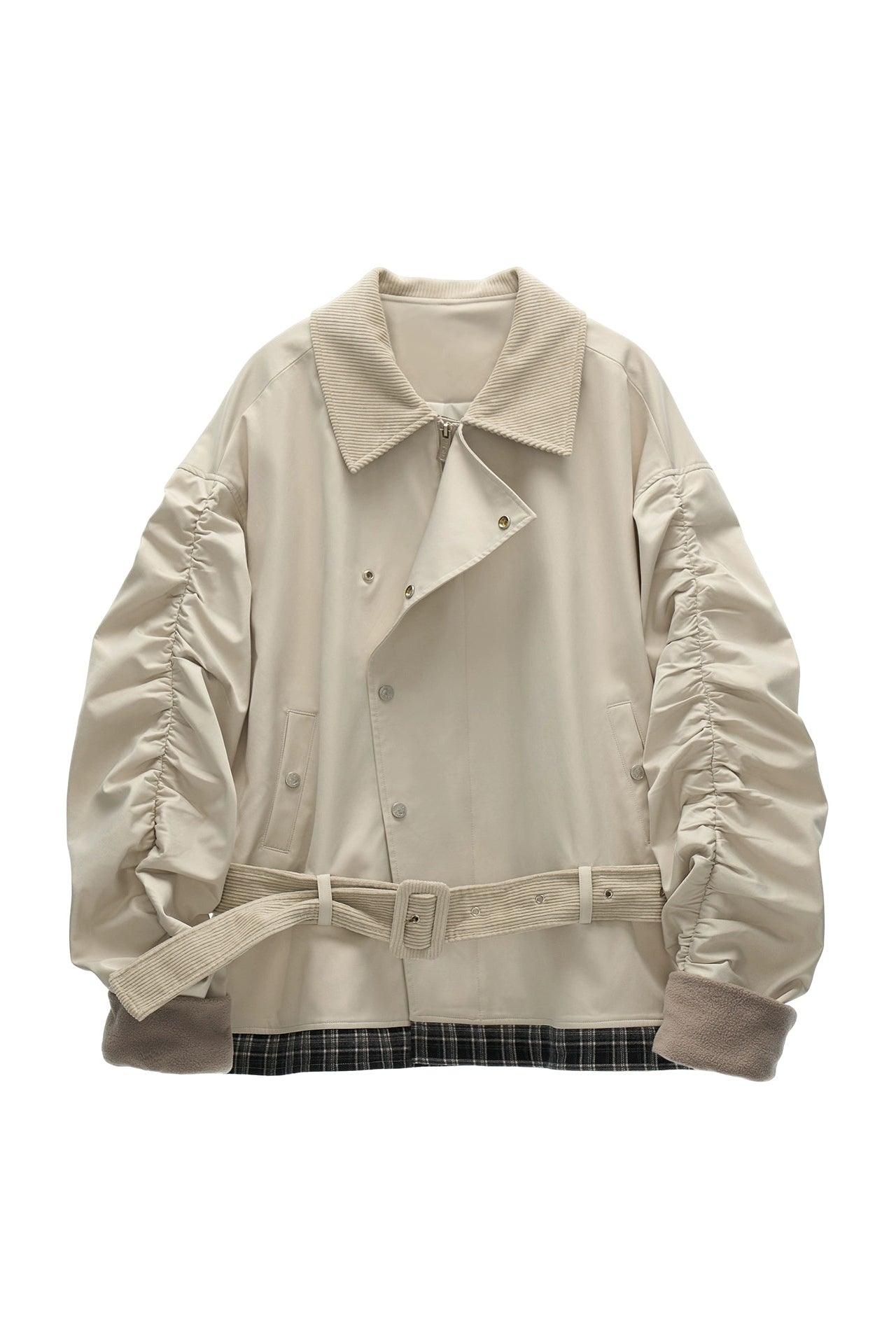 Plaid Corduroy Collar Jacket