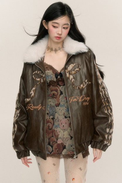 Fur Collar Leather Jacket