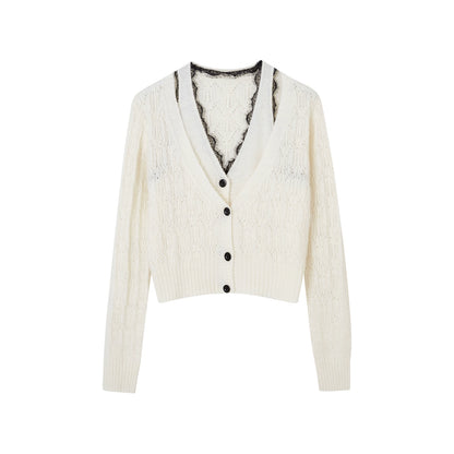 Pure Desire Lace V-Neck Fake Two Piece Top