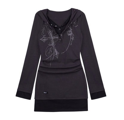 Slim Cross Hoodie Dress