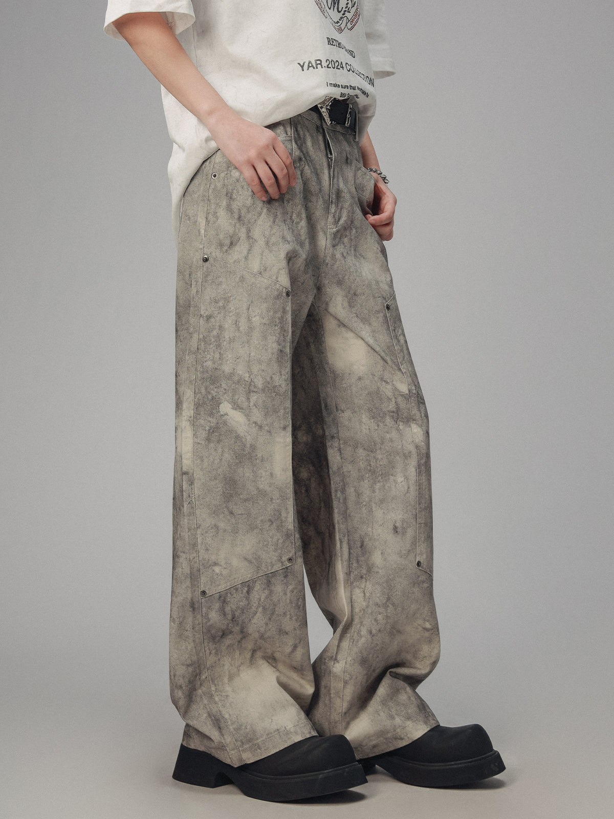 Retro mottled wasteland style logging pants