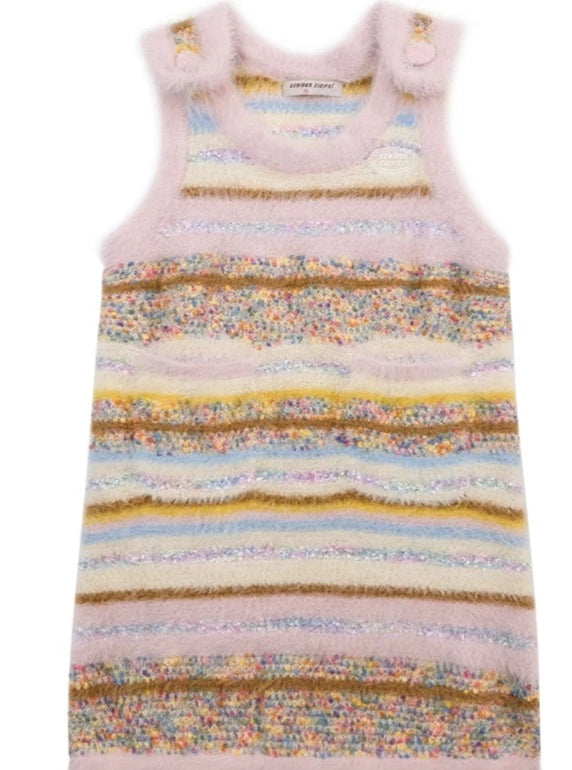 American colorful grained striped wool dress