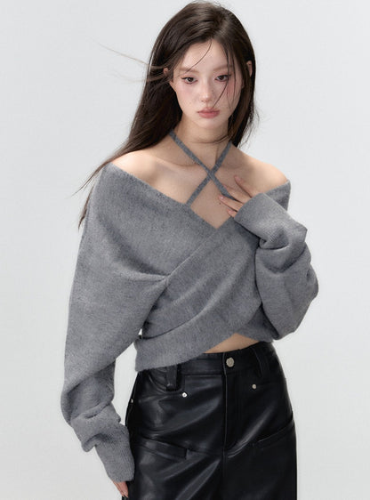 straight shoulder knit sweater wool top