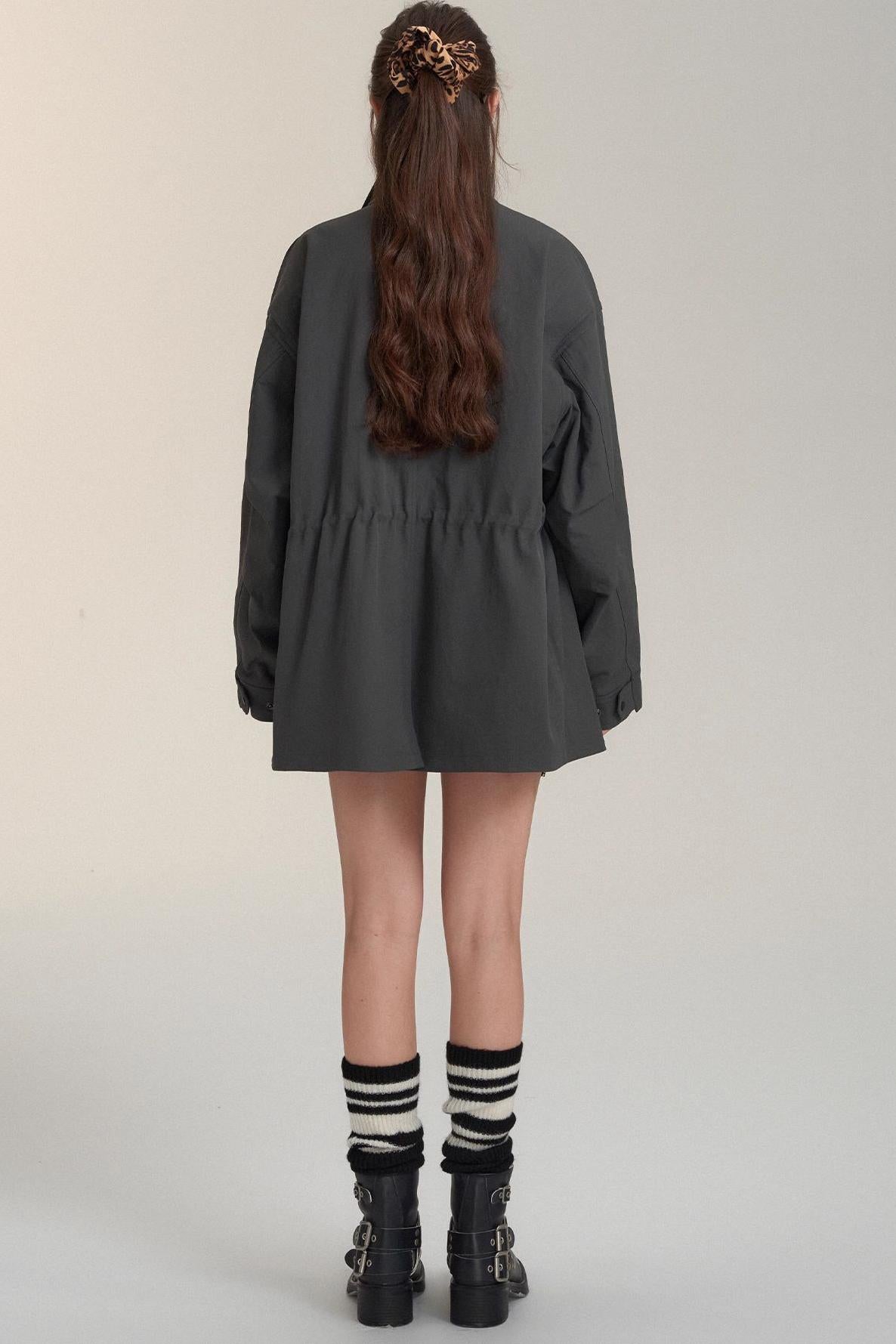 Drawstring Bow Cargo Coat