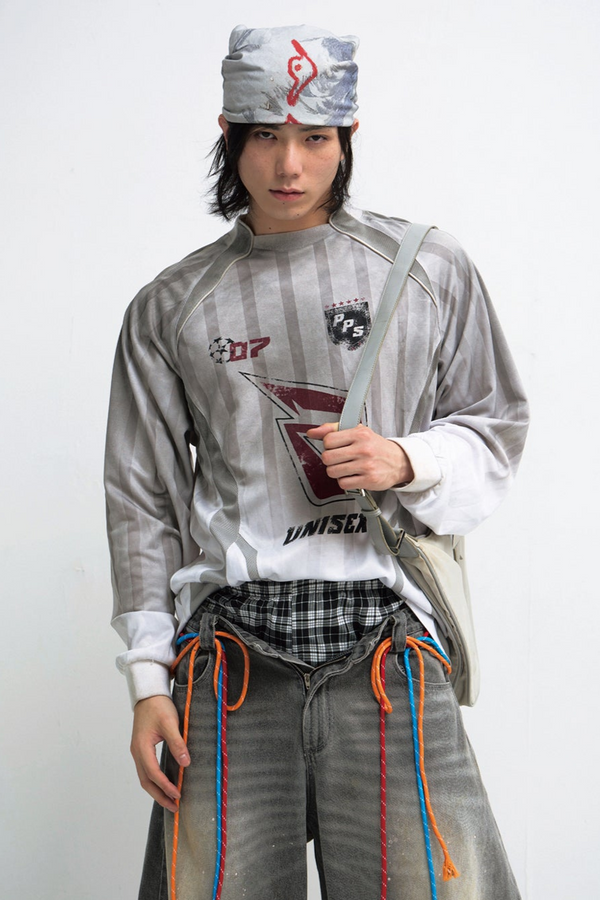 패션 얼룩진 긴팔 티셔츠 