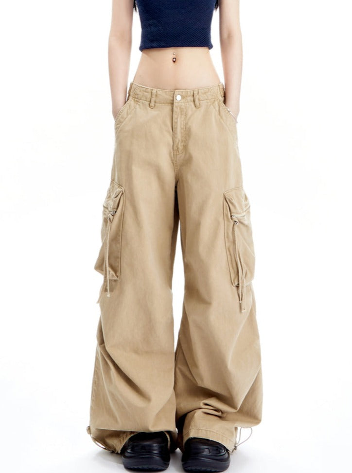 Loose Drawstring Parachute Pants