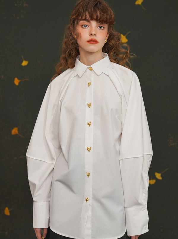 Retro Three-dimensional Lantern Sleeve Shirt