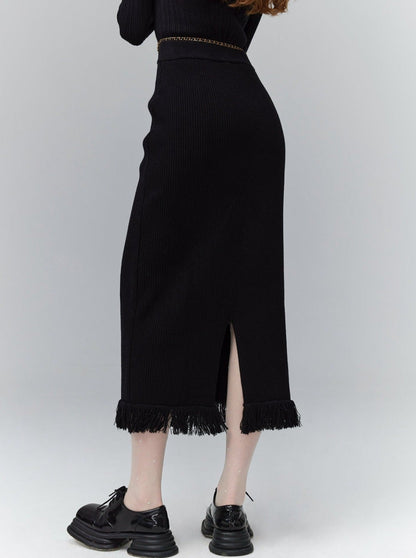 Tassel Long Slim Hip Skirt