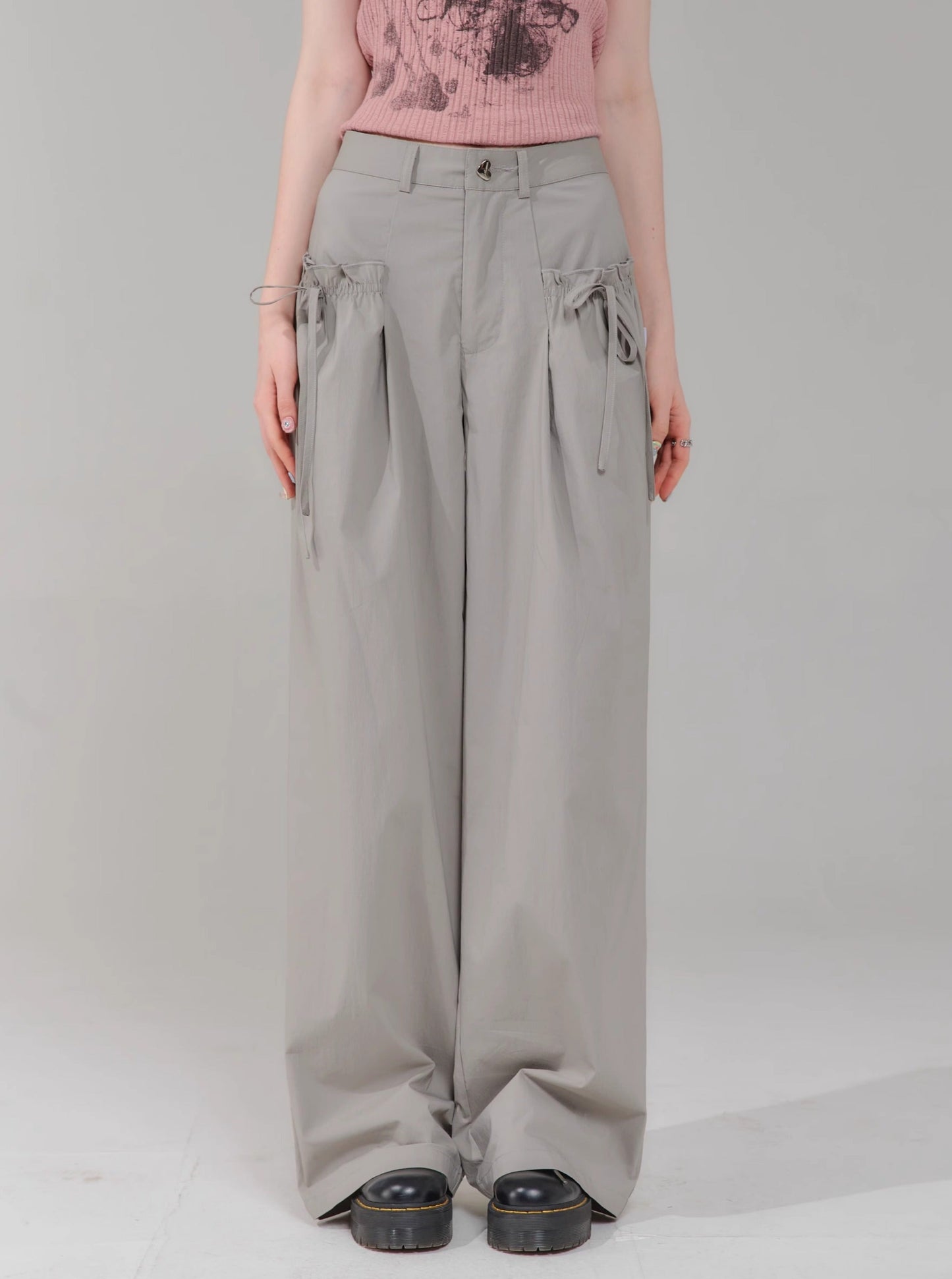 Retro High Waist Gray Pants