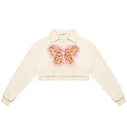 American long sleeve butterfly polo collar sweatshirt