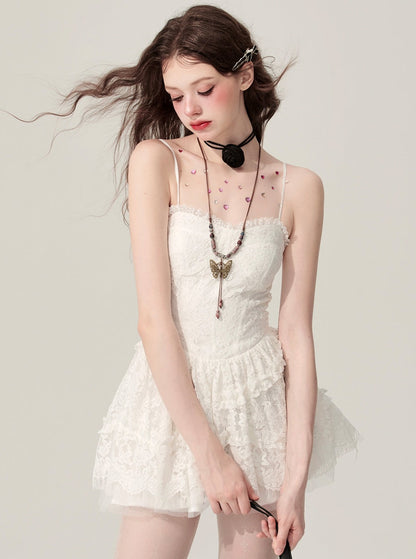 Milky White Lace Tutu Dress