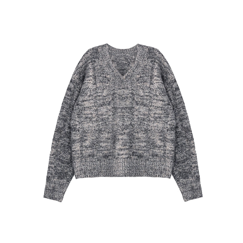 Grey Crew Neck Sweater Jacket