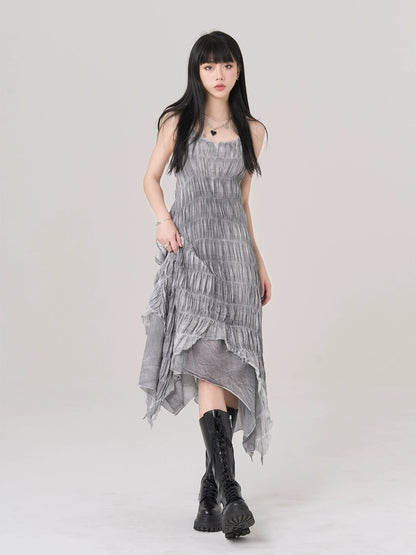 Irregular Hem Suspender Dress