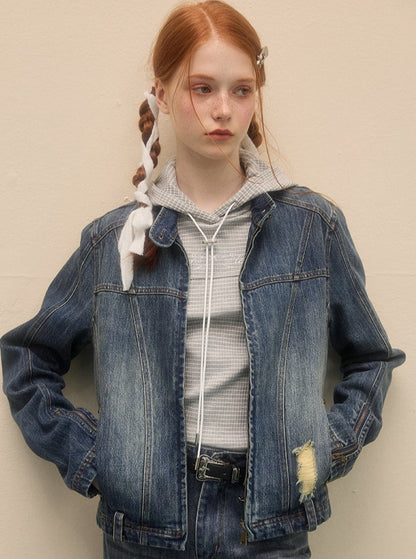 Lässige vielseitige Vintage -Denimjacke