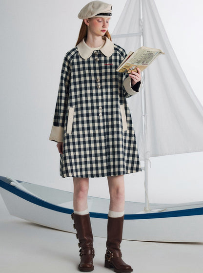 Waffle Check Trench Coat