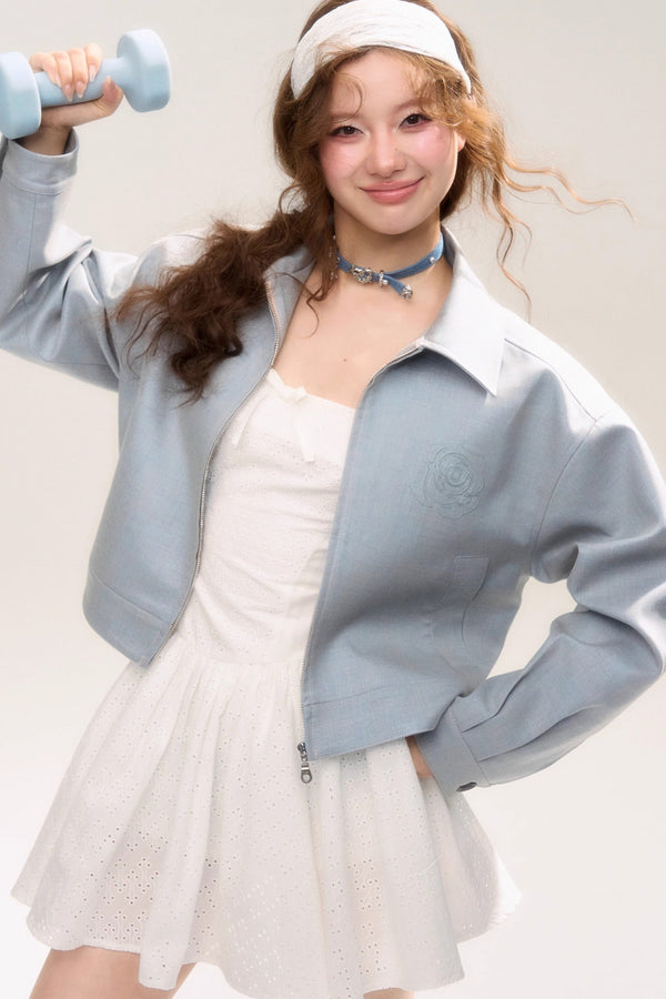 Rose Sniper Embroidered Cropped Jacket