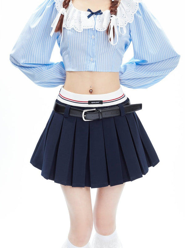 American waist slim pleated mini skirt