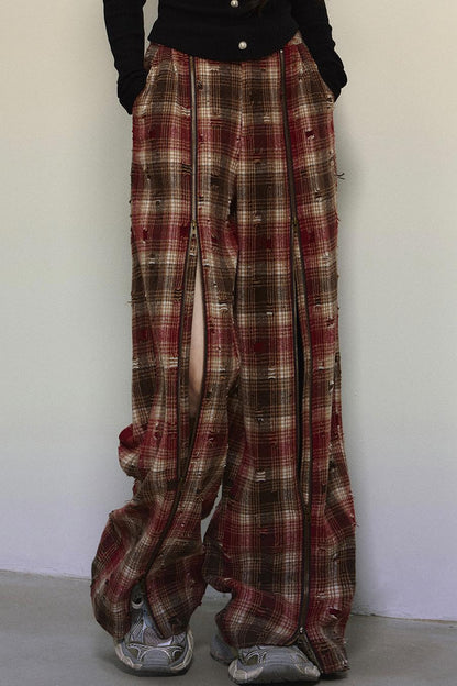 Art Academy Plaid Wide-Leg Pants