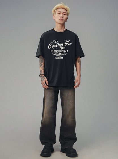 Loose Vintage Whisker Denim Pants