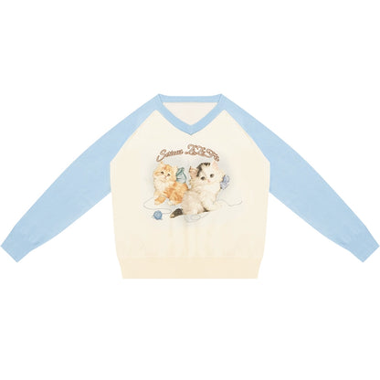 Autumn Knitted V-Neck Sweater