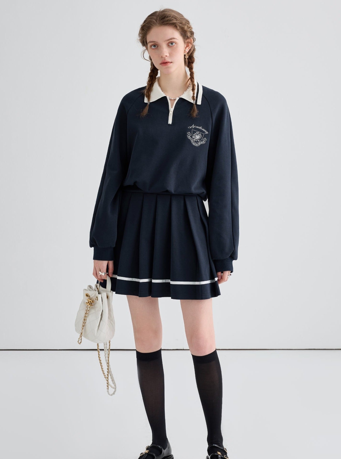 fake two-piece temperament polo dress