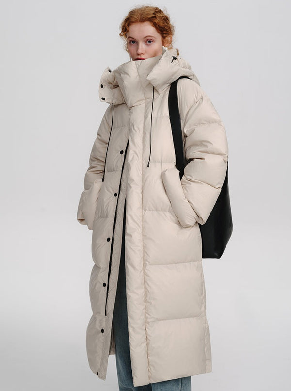 Thickened hooded down jacket