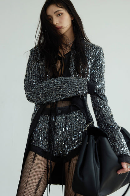 Dark Slim Sequin Jacket Set-Up