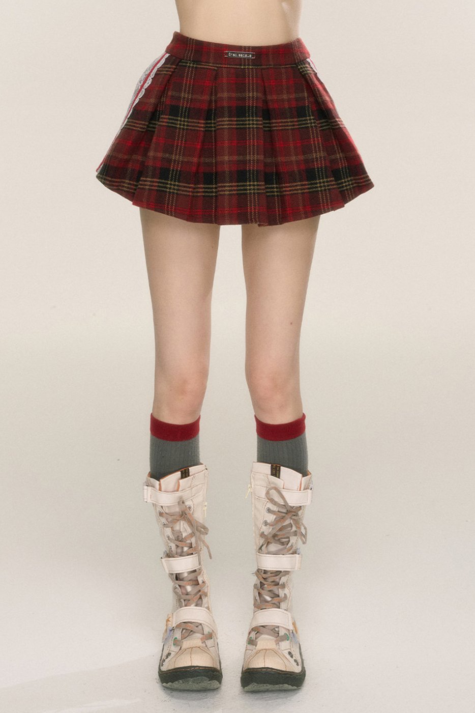 [On sale at 20 o'clock on 26th September] less also eye Scottish love poems red plaid lace skirt women's early autumn