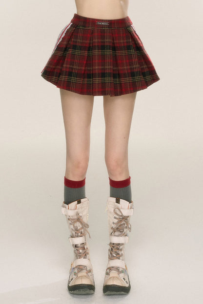 [On sale at 20 o'clock on September 26th] less also eye Scottish love poems red plaid lace skirt women's early autumn