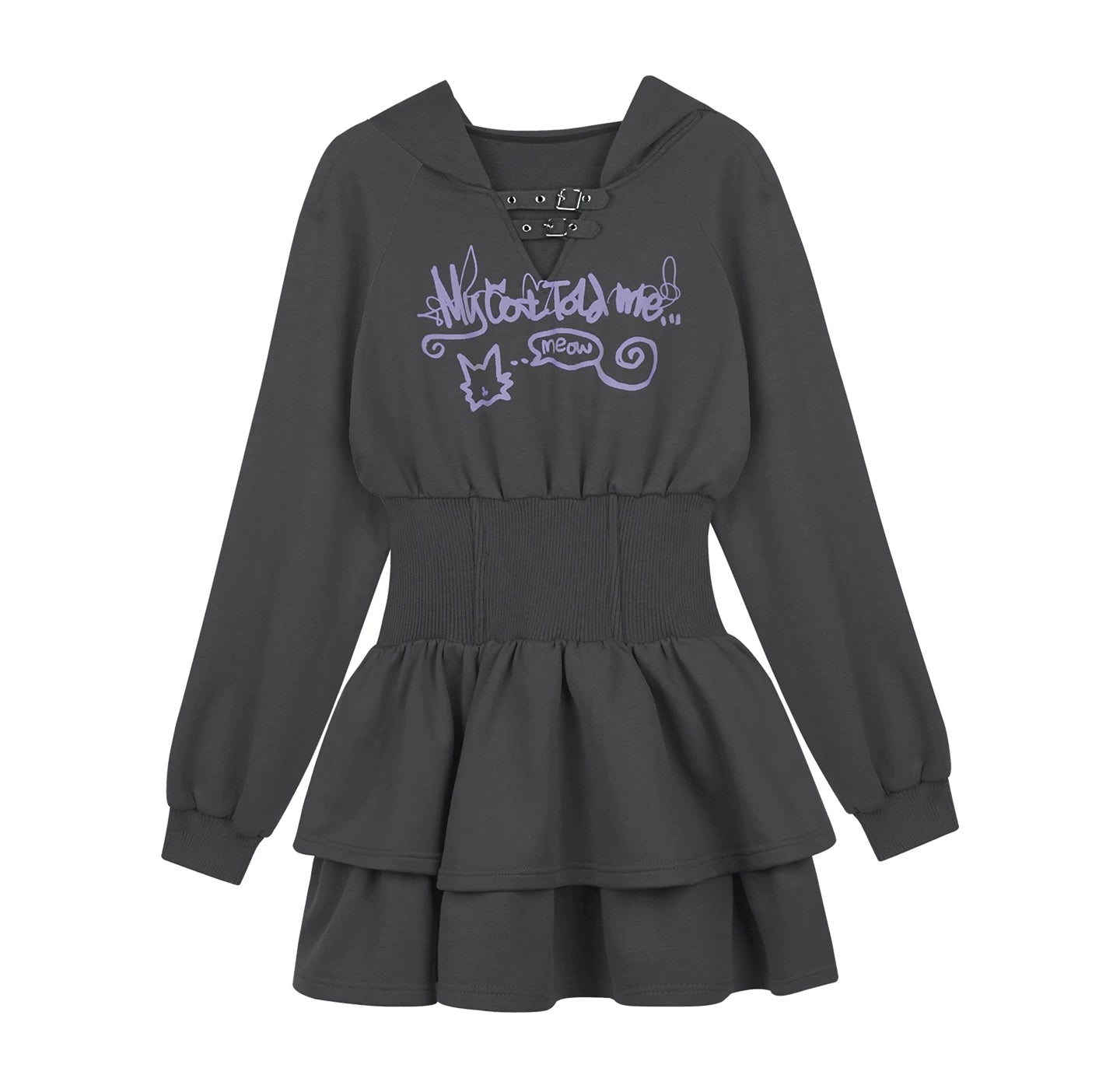 Gray Hooded Sweatshirt Dress