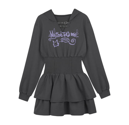 Gray Hooded Sweatshirt Dress