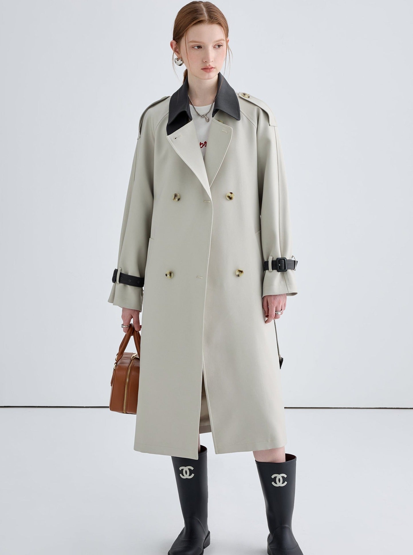 COLOR-BLOCKED TRENCH COAT