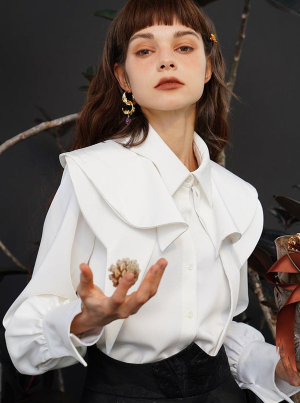 French retro detachable cloak shirt